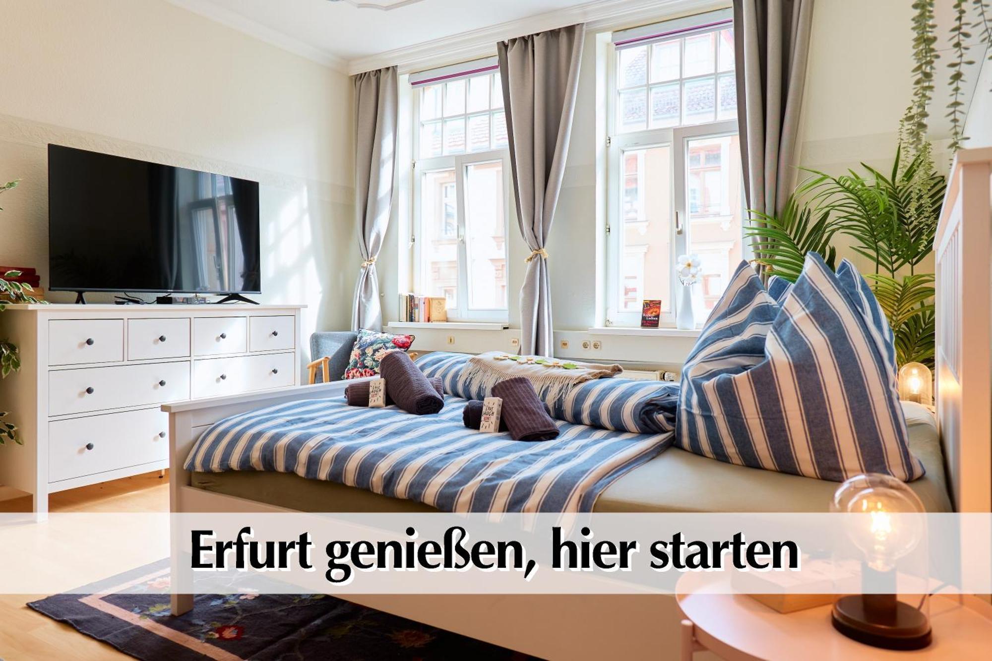 12 Fewos Im Jugendstilhaus Mit Aufzug, Terrasse, Kingsize-Bett, Smart-Tv, Etc Ерфурт Стая снимка